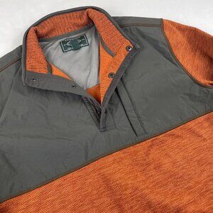 GH Bass 1/4 Snap Sweater Men’s XL Pullover Orange Gray Hybrid Polyester Nylon